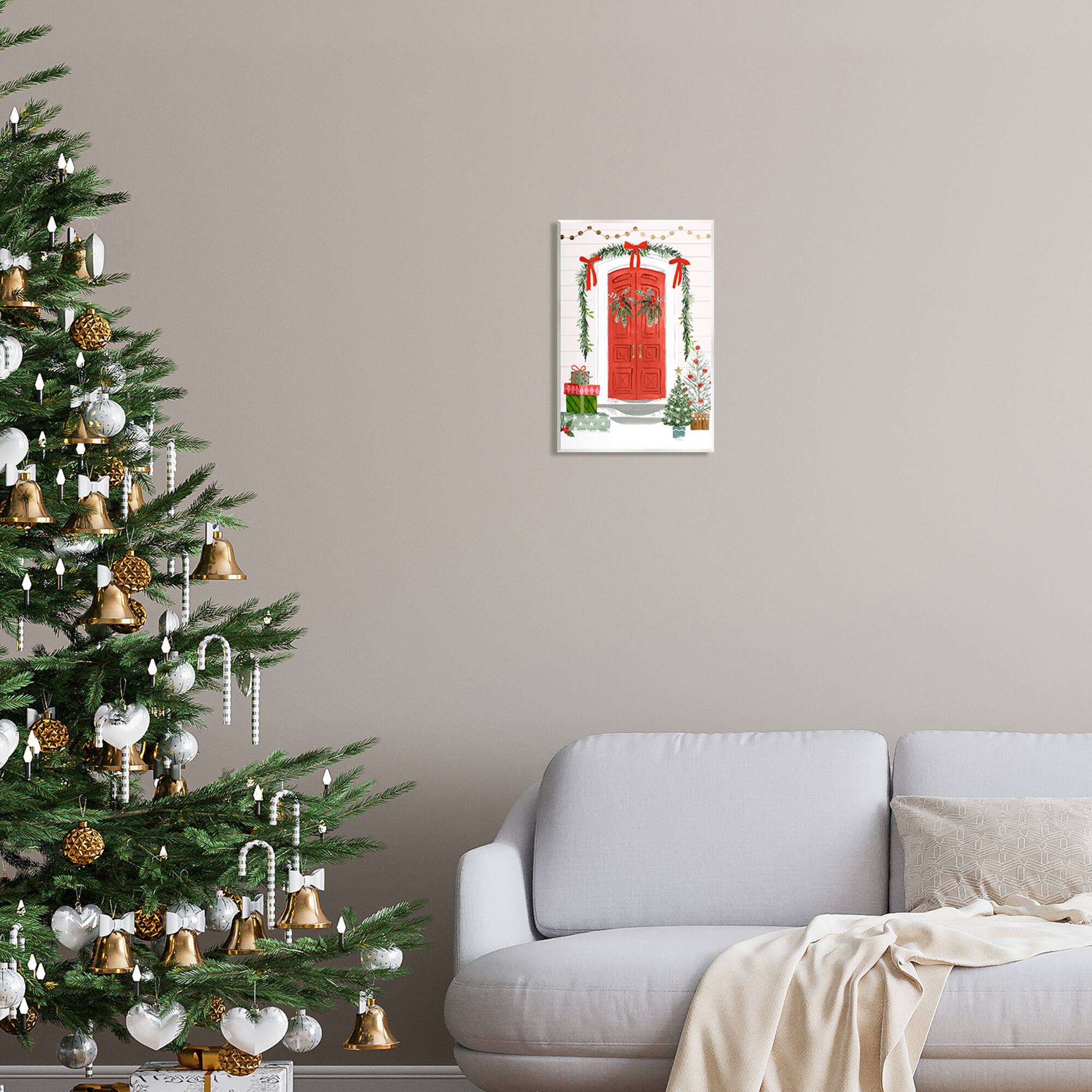 Stupell Industries Red Jolly Christmas Doorway Wall Plaque Art